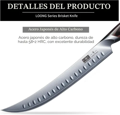 Miniatura 2 de HOSHANHO - Cuchillo de carvado y corte de 10 pulgadas, cuchillo de pecho de acero japonés de alto carbono con mango ergonómico de madera de Pakka