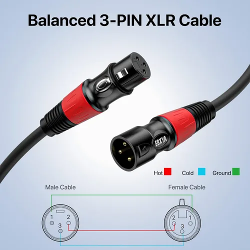 Miniatura 2 de EBXYA XLR Cables 15 pies - XLR macho a hembra para micrófono mezclador de audio, 10 paquetes
