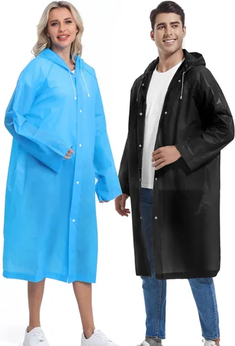 Miniatura 38 de 2 abrigos de lluvia de Borogo para adultos, chaquetas de lluvia reutilizables para hombres y mujeres