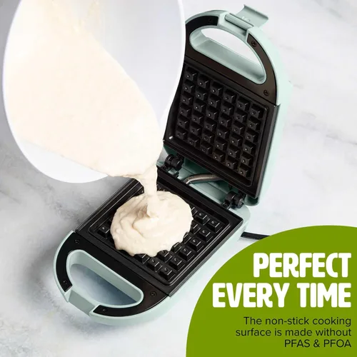 Miniatura 4 de Tasty Mini - Gofrera antiadherente, perfecta para gofres individuales, hash browns, brownies y más, resultados rápidos, fácil de limpiar, 600W