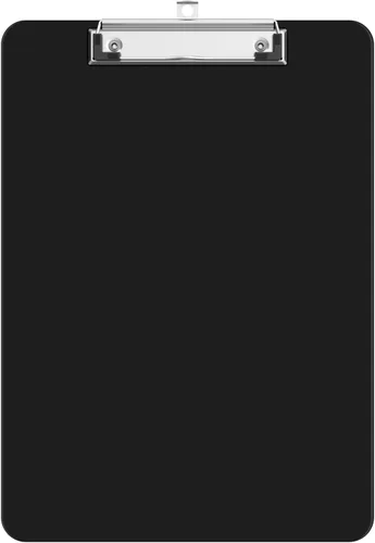 Portapapeles de plástico, tablero de clip negro A4 de 8.5 x 11 pulgadas para aula, estudiantes, niños, mujeres, tamaño 9 x 12.5 pulgadas con clip de
