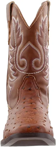 Miniatura 5 de ROPER Hombres Bumps Avestruz Punta cuadrada Botas Casual Mid Calf - Marrón, Blanco