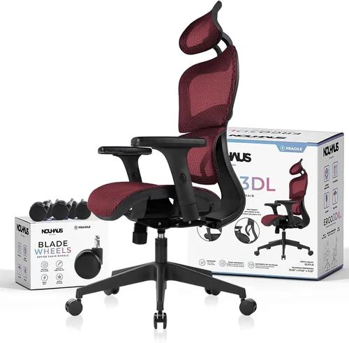 Miniatura 8 de Nouhaus Ergo3dL Sillas de escritorio de oficina en casa Silla de oficina ergonómica Sillas de trabajo con respaldo alto de malla con ruedas