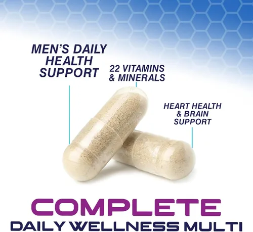 Miniatura 3 de Multivitamínico para hombres, suplemento avanzado con fórmula de espectro completo, vitaminas esenciales A, C, D, E y zinc, vitaminas B de alta