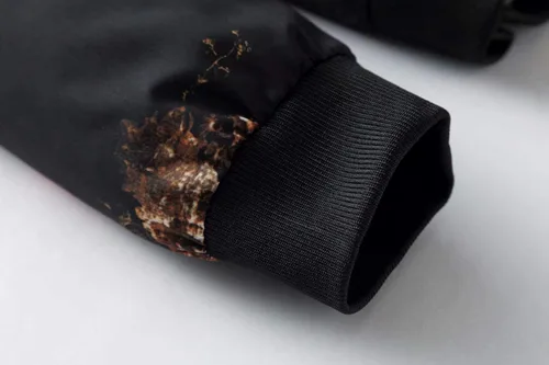 Miniatura 7 de HENGAO Chaqueta bomber con cremallera frontal y estampado de flores para hombre