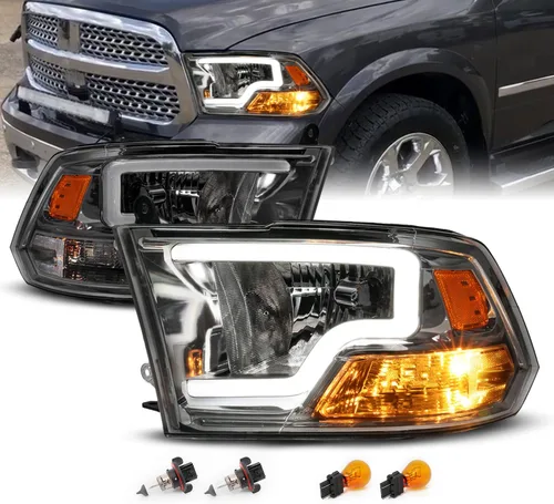 Miniatura 11 de AmeriLite para 2009-2018 Dodge Ram 1500 2500 3500 Camion Faros LED de Barra Negros de Reemplazo, Pareja - Lado del Conductor y del Pasajero