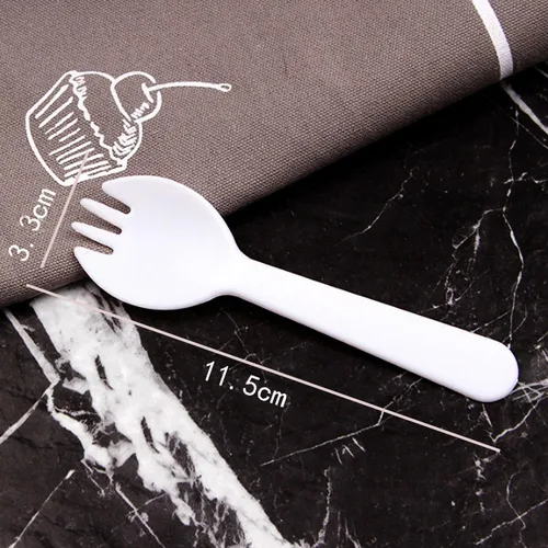 Miniatura 2 de 100 tenedores desechables de plástico ecológico, duradero, tenedores y cucharas 2 en 1, ideales para almuerzo, pícnics o restaurantes y suministros