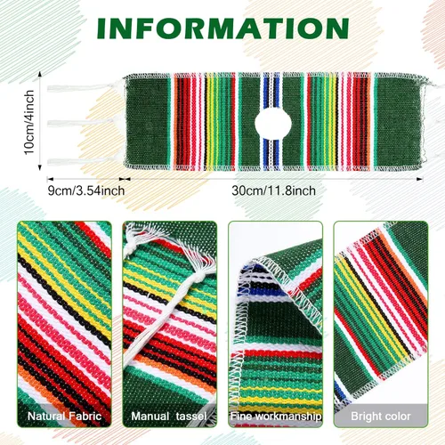 Miniatura 2 de Irenare 36 piezas de poncho de cerveza mini serapes cubiertas para botellas de Cinco de Mayo, mini tequila, varios colores, ponchos mexicanos