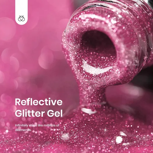 Miniatura 2 de Beetles - Esmalte de gel rosa con purpurina, 1 unidad de 0.5 onzas líquidas de gel de diamante con purpurina, uñas de color rosa intenso con besos B