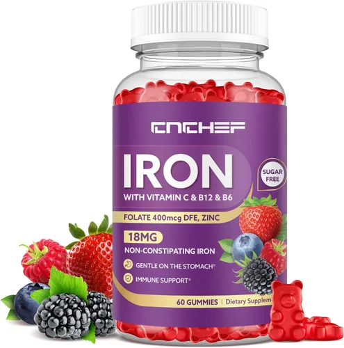 Miniatura 10 de Suplemento de hierro para mujeres y hombres, suplemento multivitamínico de hierro constructor de sangre con folato, vitamina C, B12, B6, zinc