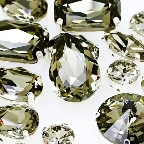 Miniatura 15 de DONGZHOU Diamantes de imitación para coser con ajuste de garra, Piedra Fantasía con agujero hueco, gemas plateadas con parte trasera plana