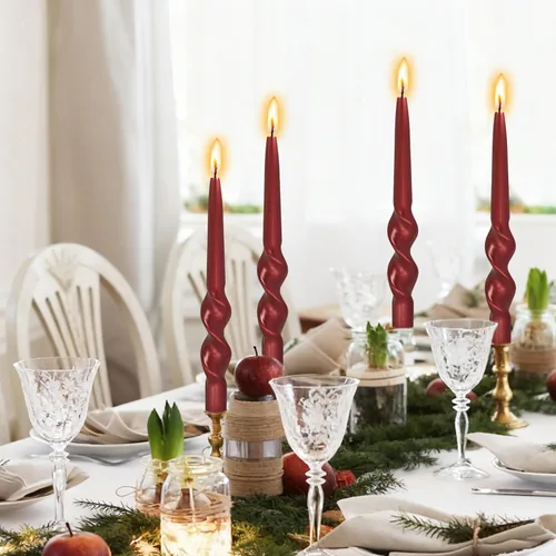 Miniatura 13 de Velas en espiral de Navidad, velas cónicas doradas, 10 pulgadas, sin perfume, para regalo de invierno, vacaciones, Navidad, decoración del hogar