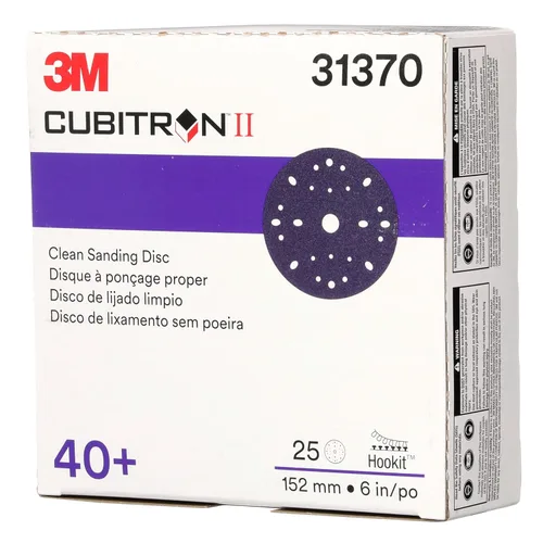 Miniatura 9 de 3M Cubitron II Hookit 31370 - Disco abrasivo de lijado limpio, 6 pulgadas, grado 40+, paquete de 50 discos, alto rendimiento, larga duración