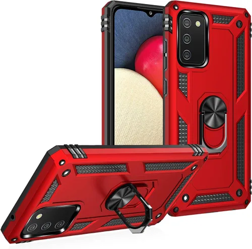 Miniatura 9 de Dionsibei Carcasa de grado militar para Samsung Galaxy A02S, anillo giratorio de metal 360, soporte de soporte, armadura, resistente, a prueba