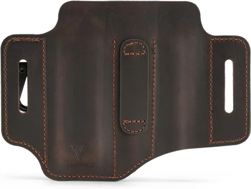 Miniatura 9 de VIPERADE PJ29 Funda multiherramienta para cinturón, organizador de bolsillo EDC de cuero para hombres, funda de cuero EDC, linterna y funda Marrón