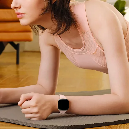 Miniatura 5 de Ouwegaga Compatible con correas Fitbit Sense 2 y Versa 4 para mujer, correa deportiva delgada de silicona suave con orificios de aire transpirables