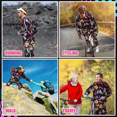 Miniatura 5 de Mepase Traje retro de los años 80 y 90 para hombre, ropa deportiva con cinta lateral, ropa urbana, ropa urbana, casual, manga larga, chándal