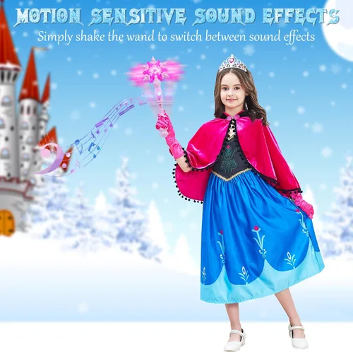 Miniatura 4 de EnrichFun - Varita de copo de nieve de Frozen que se ilumina con sonido, juguetes mágicos con movimiento para princesas para niñas, favoritos