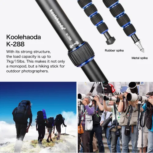 Miniatura 6 de Monopod extensible de aluminio para cámara con cabezal fluido y base de trípode plegable para cámara DSLR. Altura máxima de 58 pulgadas. Carga útil