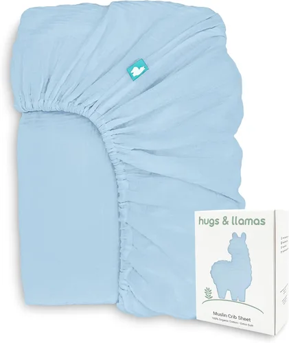 Miniatura 14 de Hugs & Llamas Sábana bajera ajustable de muselina de algodón 100% orgánico Sábanas de cuna premium para niños y niñas Sábanas orgánicas