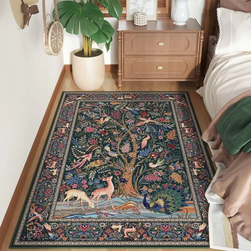 Miniatura 22 de Rugcomf Alfombra de pasillo lavable para cocina 2'6''x8' Alfombra de pasillo para entrada interior floral antideslizante alfombra suave para Azul