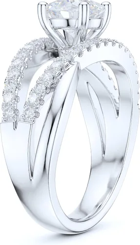 Miniatura 4 de Sterling Silver Women's Criss Cross Ring with 1CT Simulated Round Diamond or Genuine Moissanite Crossover Infinity Twisted Engagement Ring