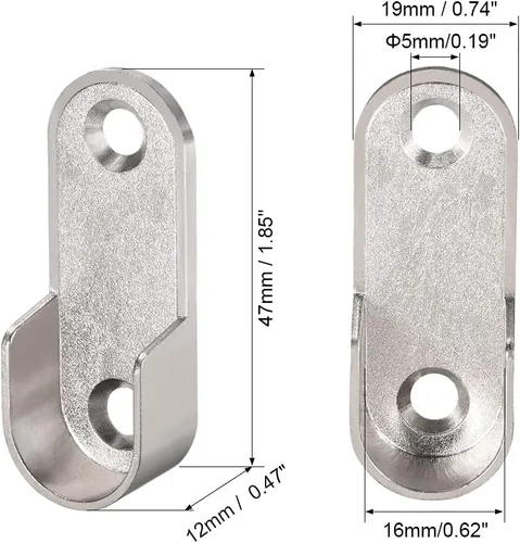 Miniatura 2 de uxcell Soporte ovalado de aleación de zinc para barra de armario, soporte de brida de barra de armario, diámetro de varilla de 0.630 in, paquete