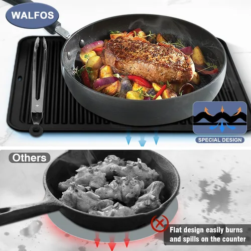 Miniatura 5 de Walfos Salvamanteles grandes de silicona de 16 x 12 pulgadas, salvamanteles para ollas y sartenes calientes, resistentes al calor, almohadillas