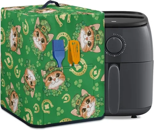 Miniatura 24 de Air Fryer Oven Dust Cover with Handle and Pocket, Easy Cleaning Electric Appliance Cover, Brown Flower Flor marrón (Brown Flower)