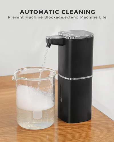 Miniatura 8 de Dispensador automático de jabón espumoso sin contacto, dispensador de jabón de manos inteligente recargable por USB, 9 niveles ajustables, 13.5 Negro
