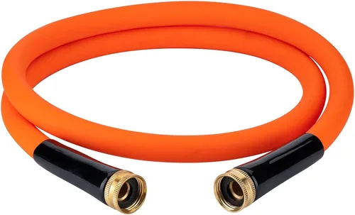Miniatura 10 de EASTRANS Manguera de jardín corta de 15 pies x 5/8 pulgadas, manguera de agua naranja resistente con conector de latón macizo de 3/4 pulgadas
