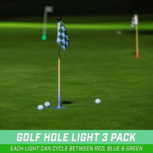 Miniatura 5 de GoSports Paquete de 3 luces de agujero de golf iluminadas, ideales para jugar golf con poca luz, práctica de putting, práctica de astillado y más