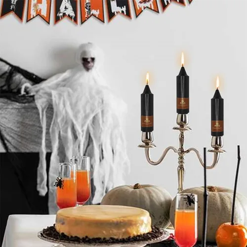 Miniatura 6 de Candelabros de Velas Cónicas Negras, Velas Cónicas Cortas de 5 pulgadas, Candelabros de Velas de Halloween Sin Goteo para Decoración de Navidad