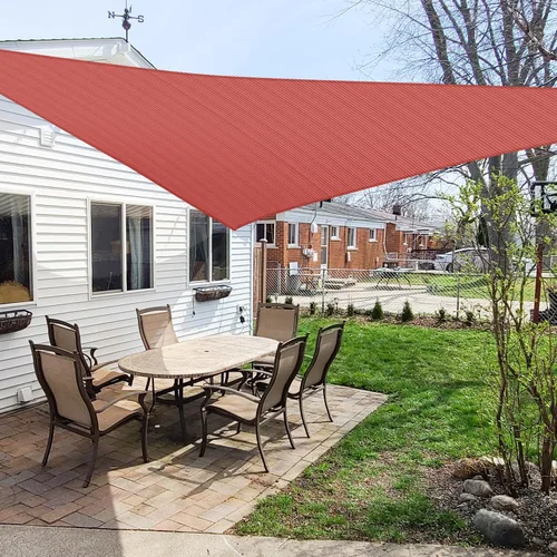 Windscreen4less Toldo Vela de Sombra Solar Triangular de 12' x 12' x 12' Pies, Cubierta de Toldo para Exteriores, Bloqueo UV para Patio Trasero, Rojo
