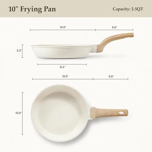 Miniatura 2 de CAROTE Sartén antiadherente para saltear y freír, sartén para tortillas, sartén de chef de granito no tóxica y saludable, sartén para huevos Blanco