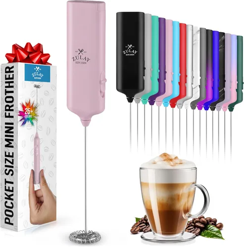 Miniatura 58 de Varita de espumador de leche mini y potente – Potente espumador de café de mano, mezclador de bebidas operado con batería – Tamaño de bolsillo Azul