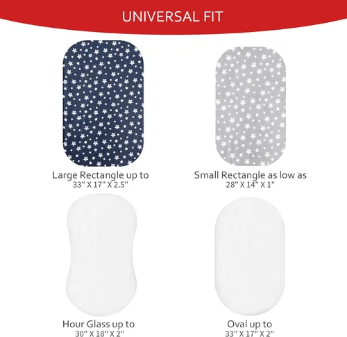 Miniatura 7 de Sábanas de moisés y protector de colchón de moisés impermeable 4 piezas, Terry de viscosa, ajuste universal para colchón ovalado, de reloj de arena