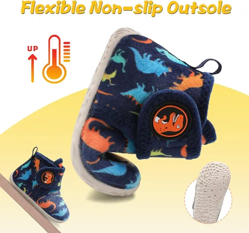 Miniatura 4 de LeIsfIt Pantuflas de casa para niños y niñas, botas de invierno para niños, cálidas, ligeras, con suela antideslizante