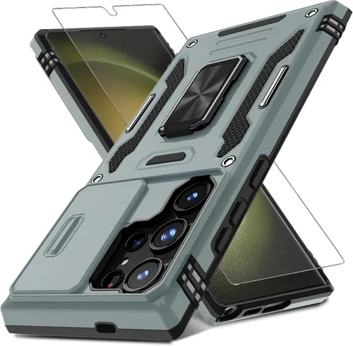 Miniatura 12 de DEERLAMN Funda para Samsung Galaxy S23 con Cubierta Deslizante para Cámara + Protector de Pantalla (2 Paquetes), Soporte de Anillo Giratorio