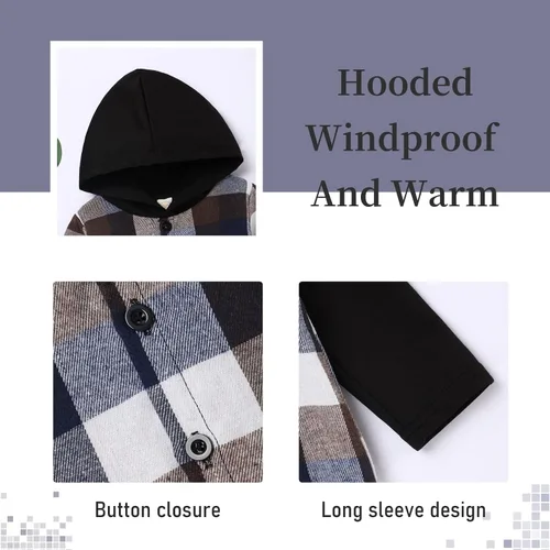 Miniatura 3 de Fuermos Conjunto para niño pequeño - Sudadera y pantalones a cuadros con capucha - Ropa de otoño