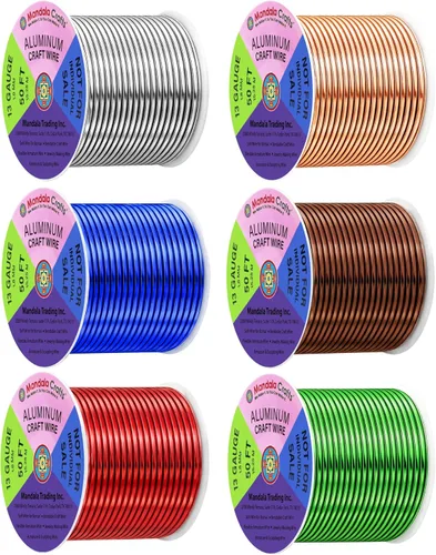 Miniatura 175 de Mandala Crafts - Alambre de aluminio anodizado de 8 calibre para hacer joyas - 9.75 m de alambre flexible negro colorido - Flexible para bonsái