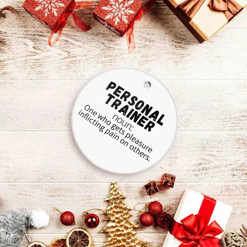 Miniatura 4 de Adornos de Navidad para la familia, entrenador personal, divertido recuerdo de cerámica para decoración del árbol de Navidad para el hogar