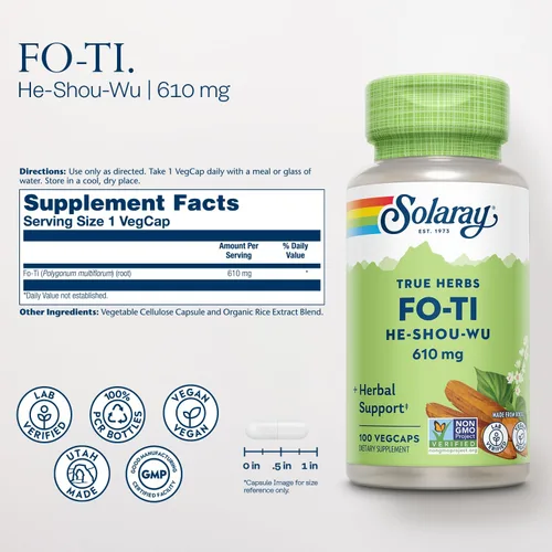 Miniatura 2 de SOLARAY Fo-Ti Cápsulas – Suplemento de hierbas chinas para hombres y mujeres, apoyo para el bienestar herbario, vegano, sin OMG y verificado