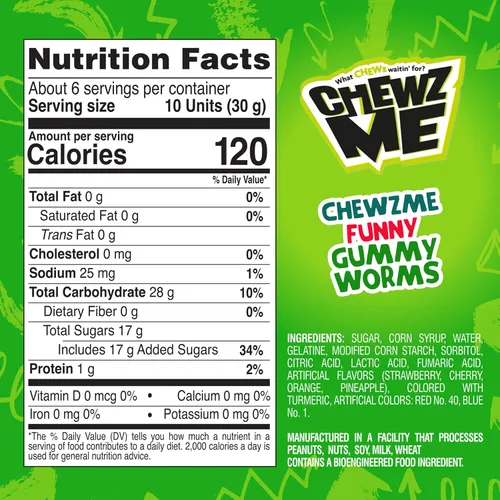 Miniatura 2 de ChewzMe Gusanos de Gomita Ácida, Dulces de Gomita Ácida, 6 oz (Paquete de 1)