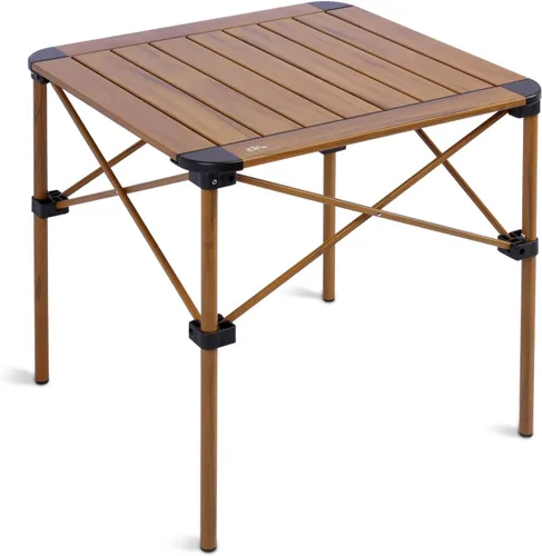 iClimb Mesa ligera y estable de aluminio plegable cuadrada con parte superior enrollable y bolsa de transporte para acampar, picnic, patios