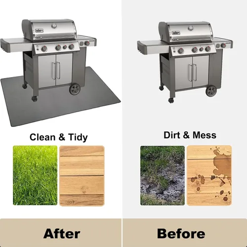 Miniatura 6 de Alfombrillas para Parrilla BBQ para Parrilla al Aire Libre, 65 x 38 pulgadas Alfombrillas Bajo Parrilla de Servicio Pesado Engrosadas, Protector