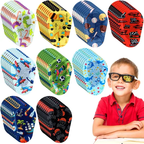 Panelee 45 parches adhesivos para los ojos para niños, 9 estilos, parches para los ojos sin látex, almohadilla para los ojos a granel, bloqueo de