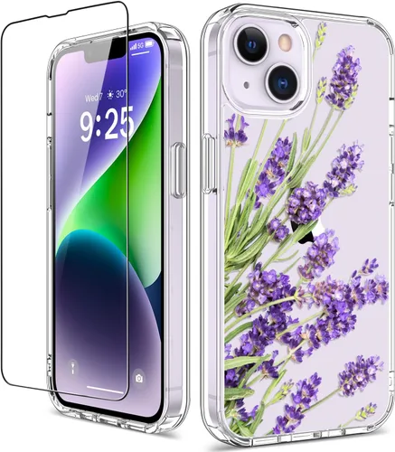 Miniatura 11 de Funda para iPhone 14 Pro con protector de pantalla, 6.1 pulgadas, transparente de cuerpo completo, a prueba de golpes, diseño floral, para niñas
