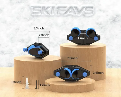 Miniatura 5 de Skifavs Soporte de pared de esquí, estante de almacenamiento de pared de snowboard, estante de esquí y snowboard para pared de garaje, estante