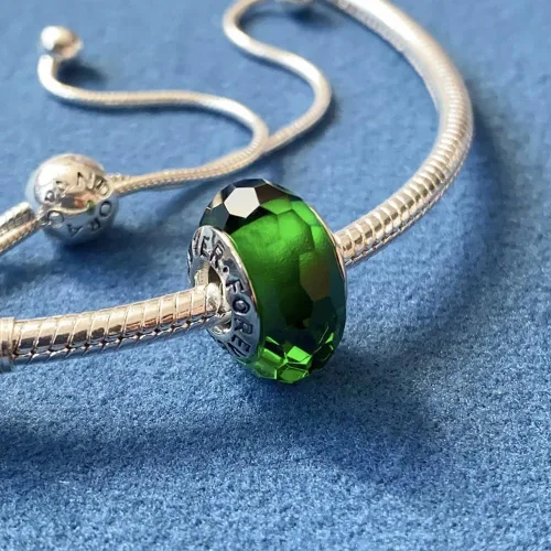 Miniatura 6 de 2 dijes de cristal de Murano para pulseras Pandora, dijes de plata de ley 925 para pulseras, dijes de Navidad verde y rojo, muñeco de nieve